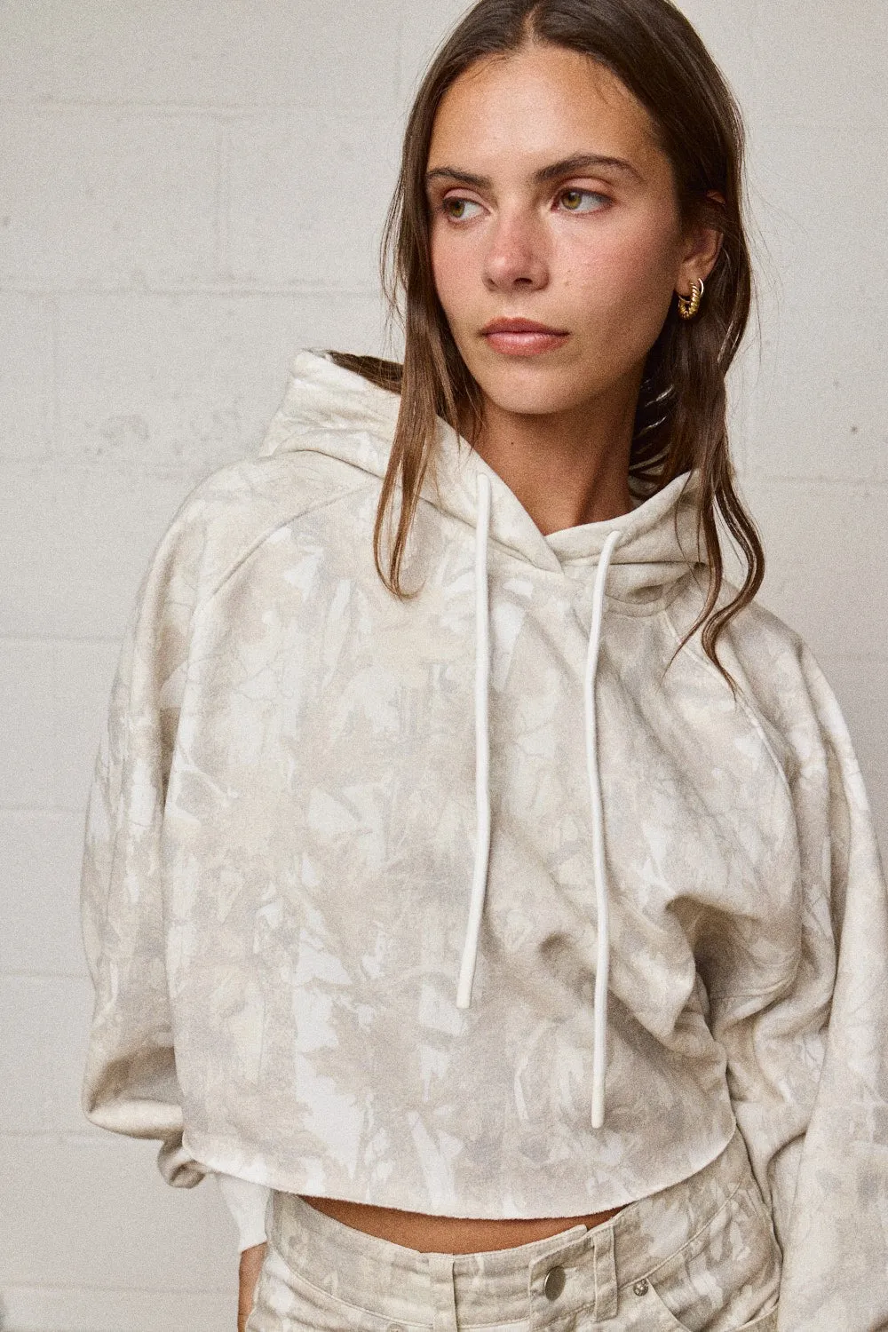 Beth Cropped Camo Hoodie, White Camo sold by North & Main Clothing Company product image thumbnail 4