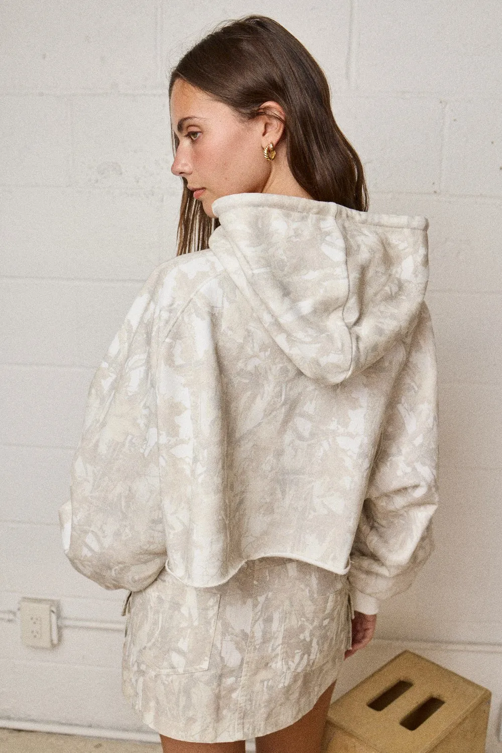 Beth Cropped Camo Hoodie, White Camo sold by North & Main Clothing Company product image thumbnail 3