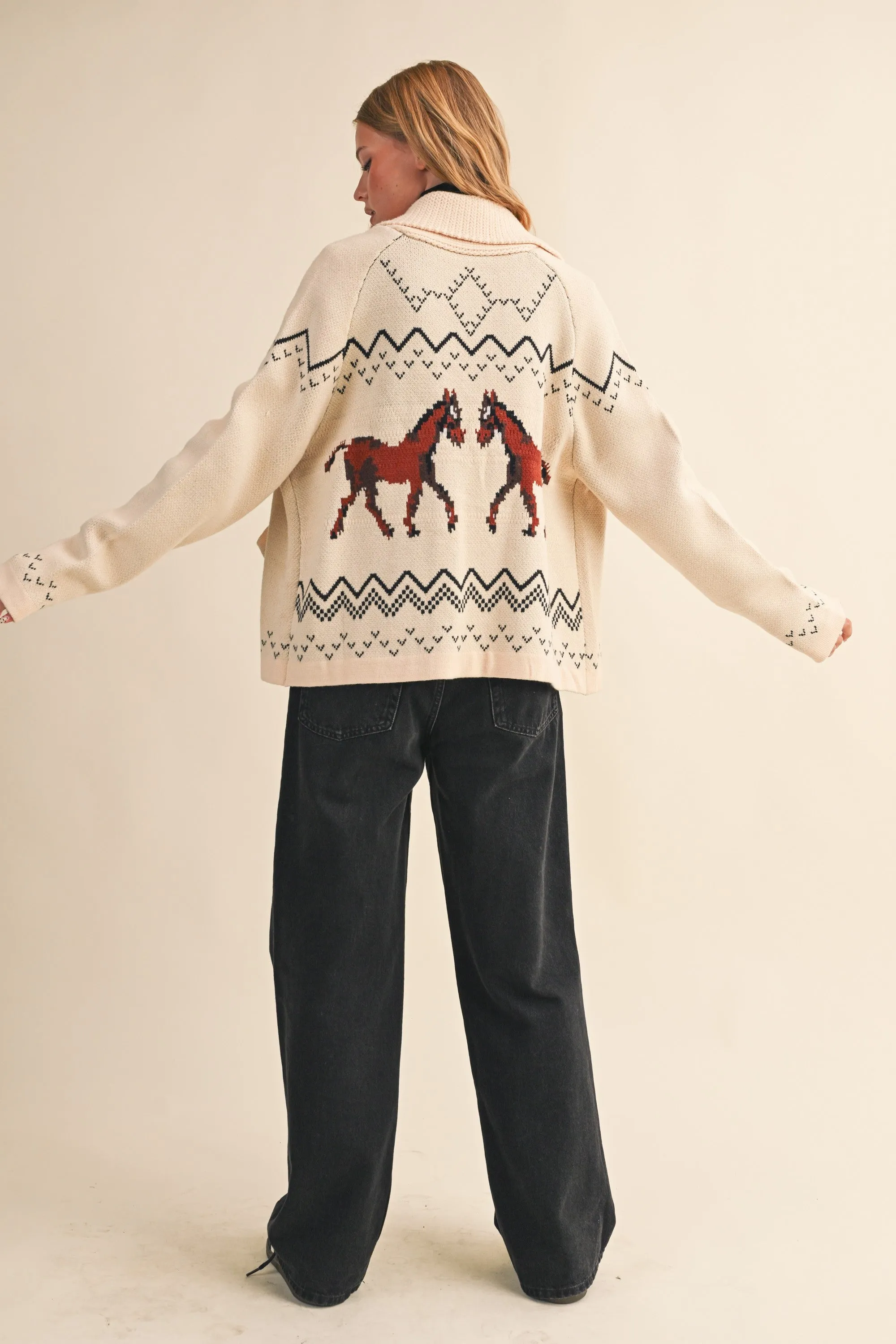 Karrigan Horse Cardigan, Beige Taupe sold by North & Main Clothing Company product image thumbnail 2