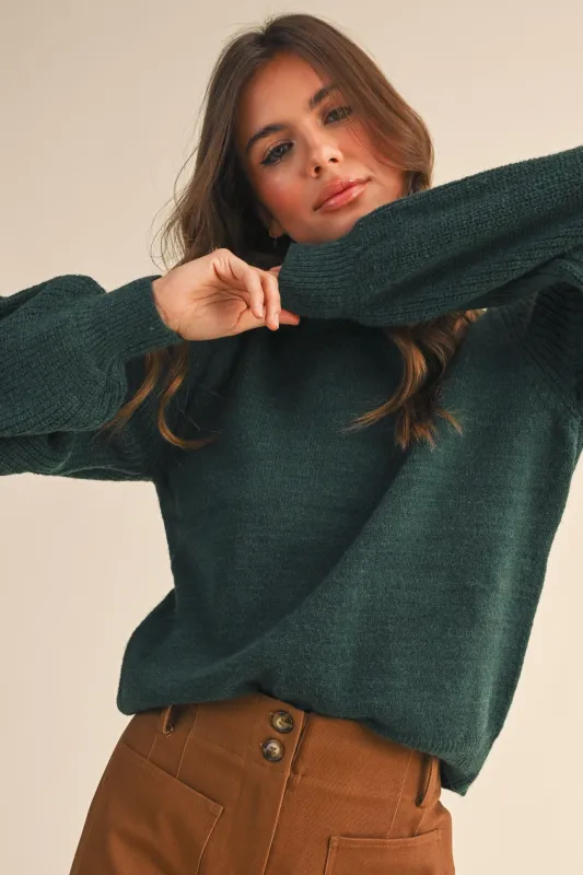 Kaylee Puff Sleeve Sweater, Green sold by North & Main Clothing Company