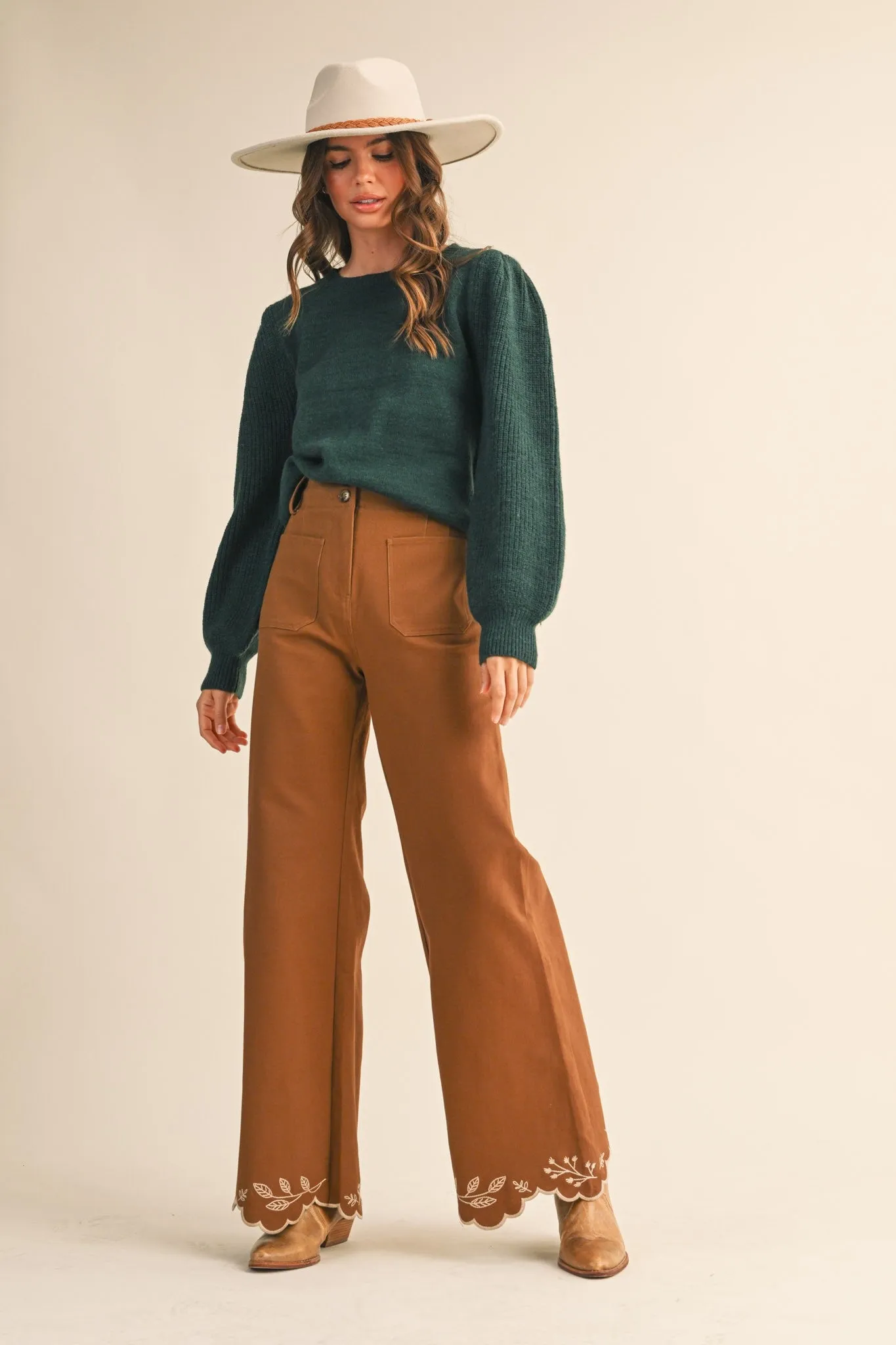 Kaylee Puff Sleeve Sweater, Green sold by North & Main Clothing Company product image thumbnail 5