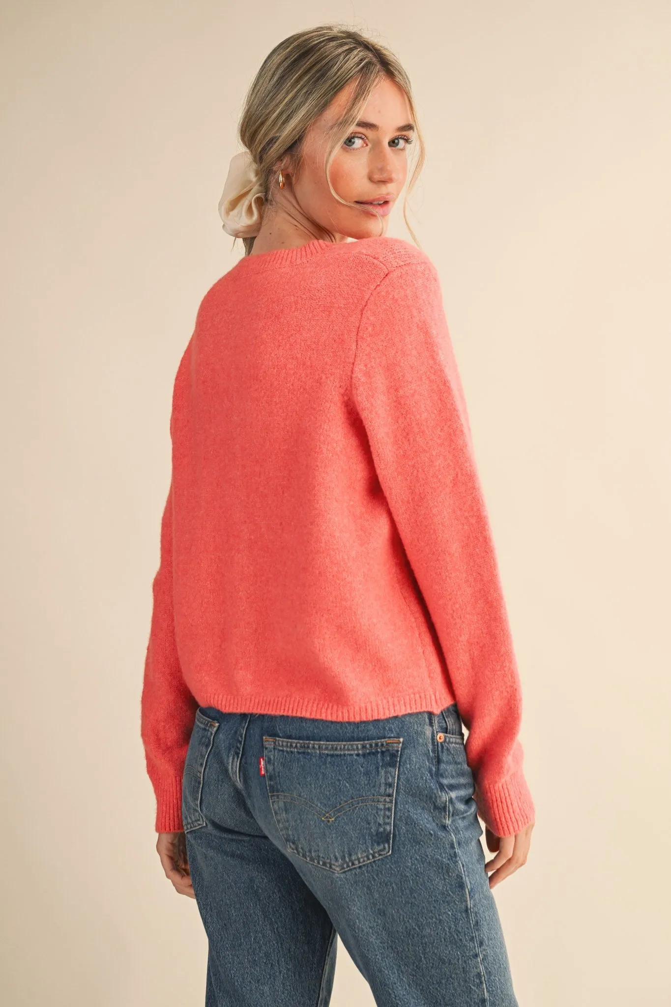 Bethany Marled Knit Cardigan, Coral Red sold by North & Main Clothing Company product image thumbnail 2