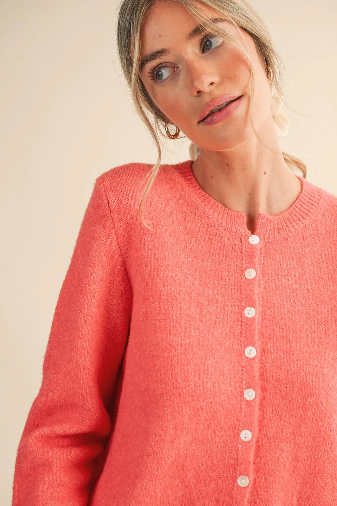 Bethany Marled Knit Cardigan, Coral Red sold by North & Main Clothing Company product image thumbnail 4