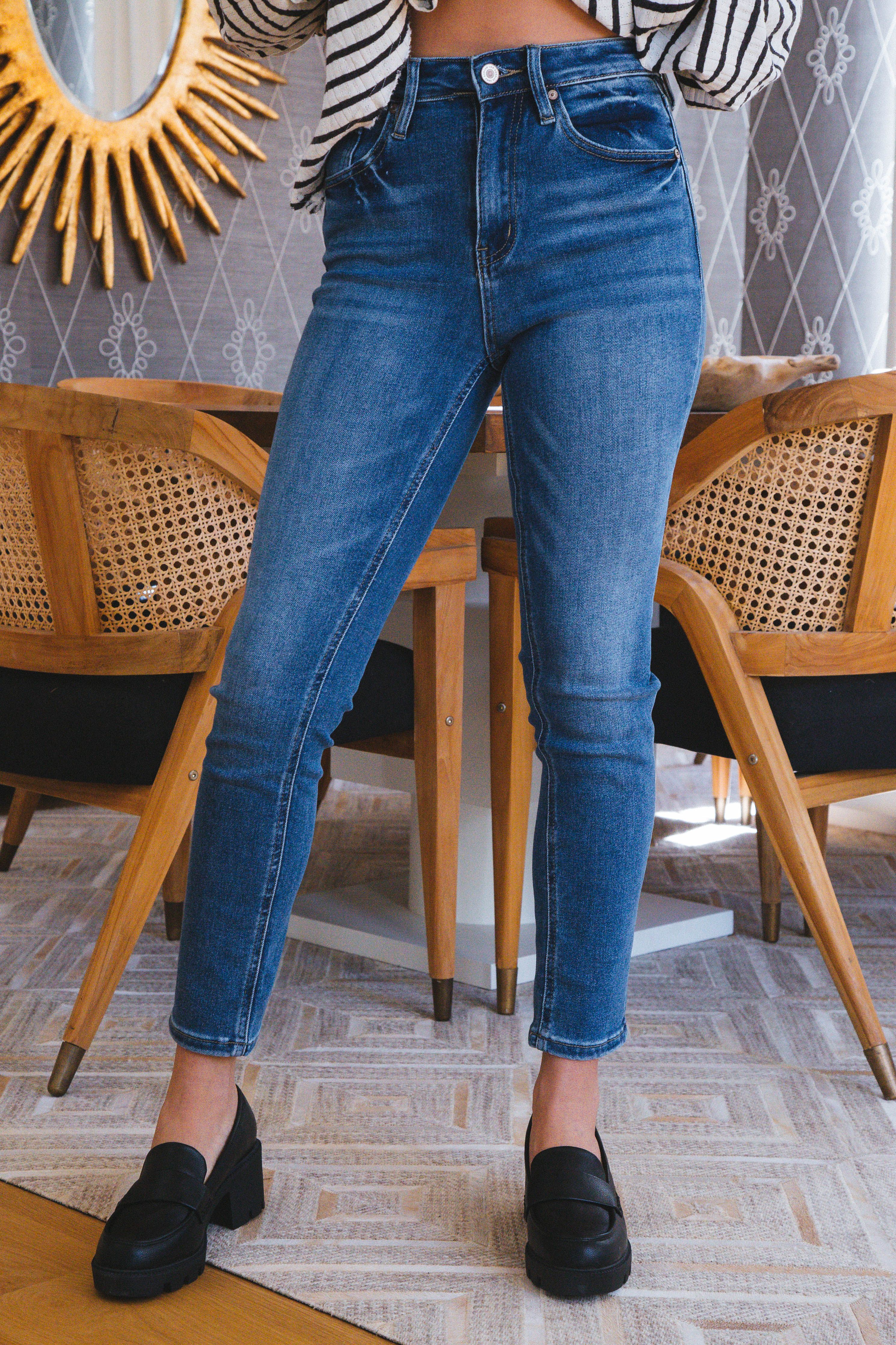 Avalon High Rise Slim Straight Jean, Medium | KanCan sold by North & Main Clothing Company