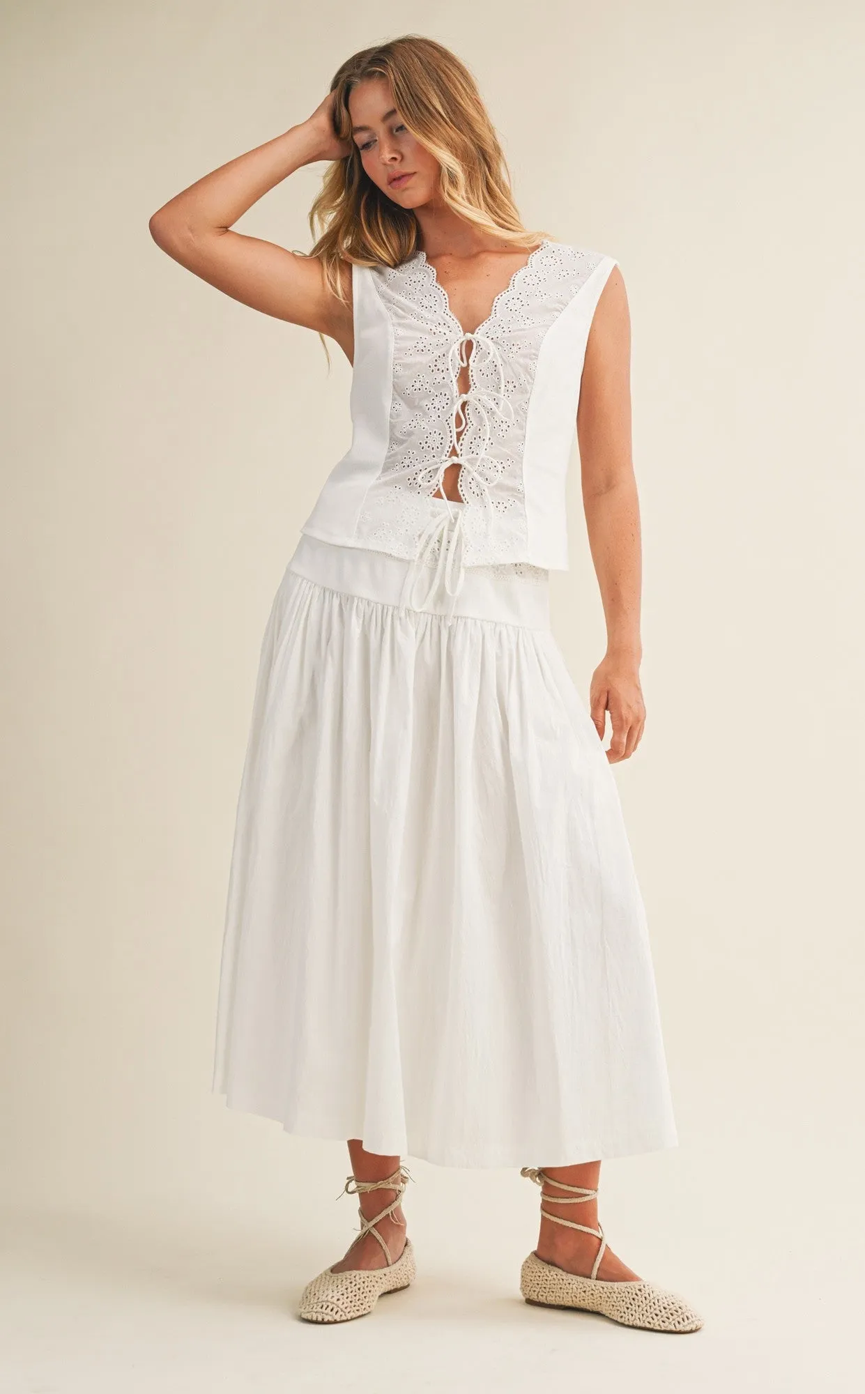 Penny Eyelet Skirt, White sold by North & Main Clothing Company product image thumbnail 5