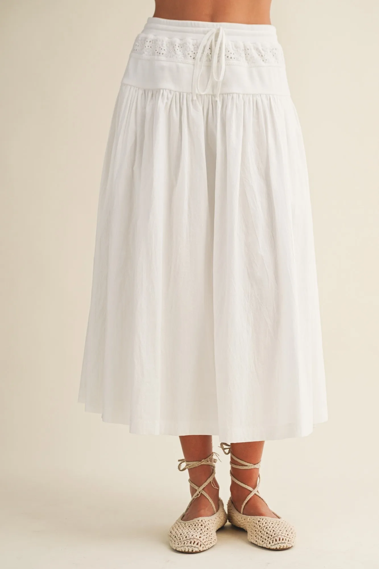 Penny Eyelet Skirt, White sold by North & Main Clothing Company