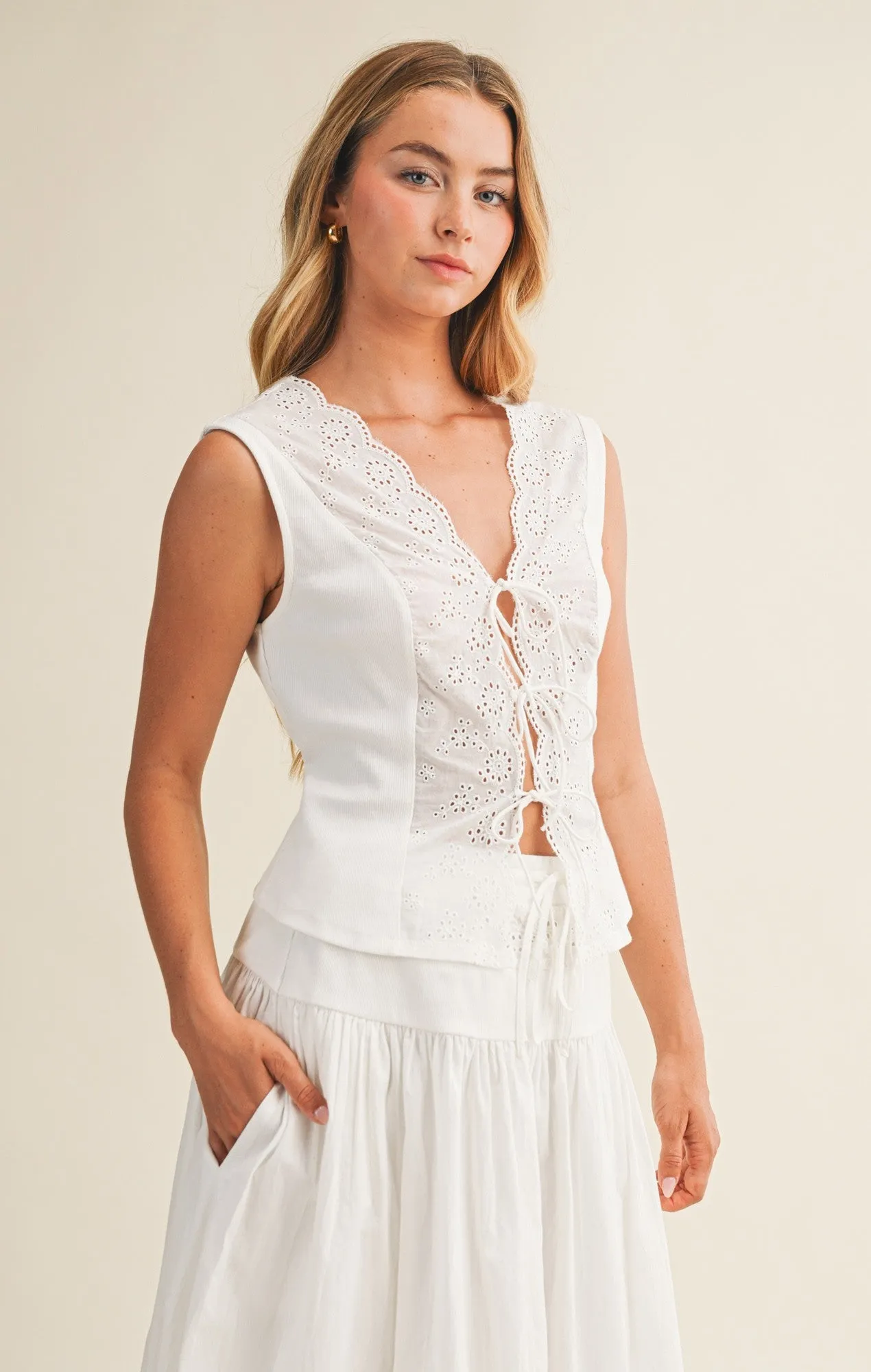 Penny Eyelet Top, Off White sold by North & Main Clothing Company product image thumbnail 3