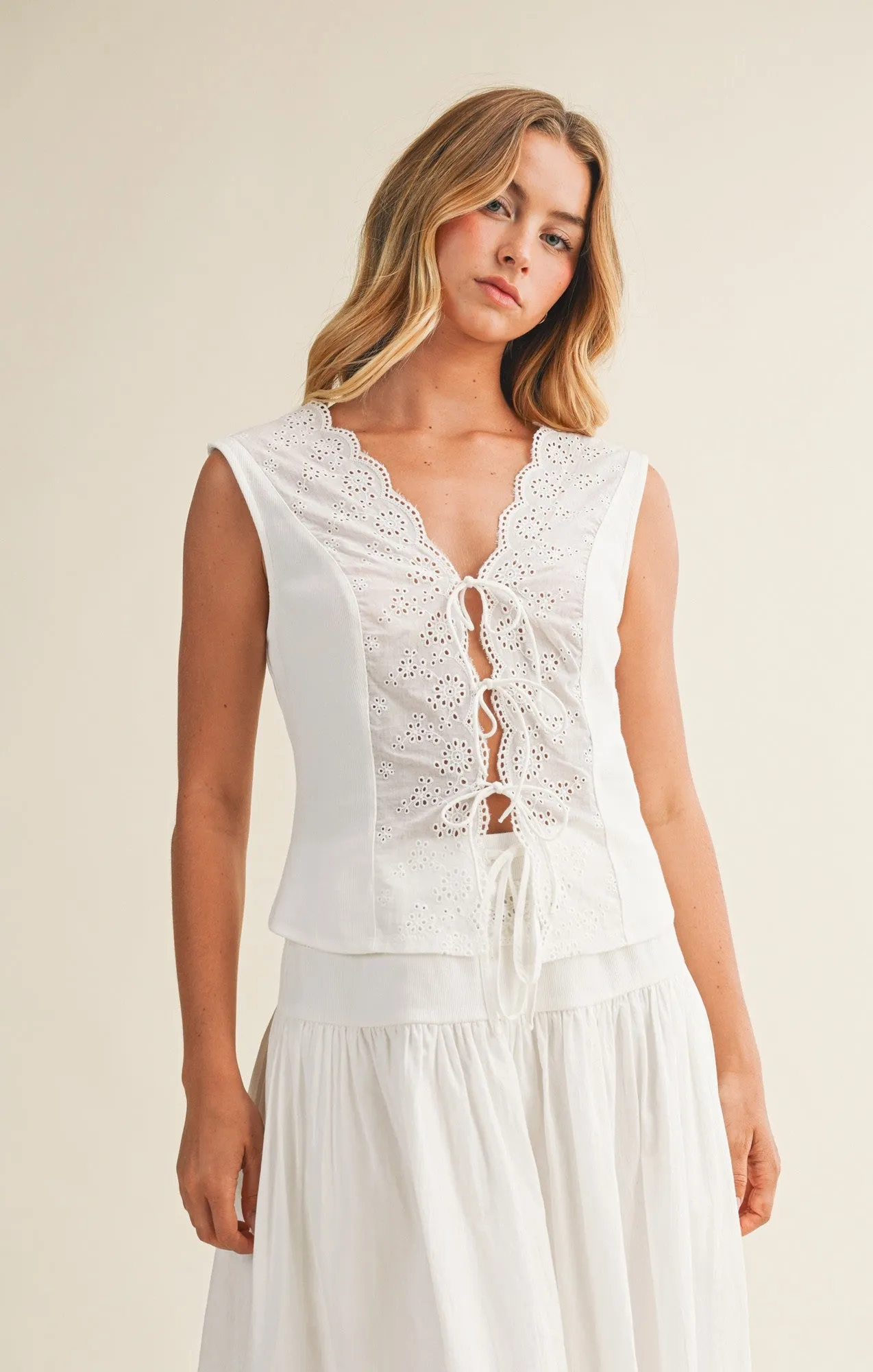 Penny Eyelet Top, Off White sold by North & Main Clothing Company product image thumbnail 4
