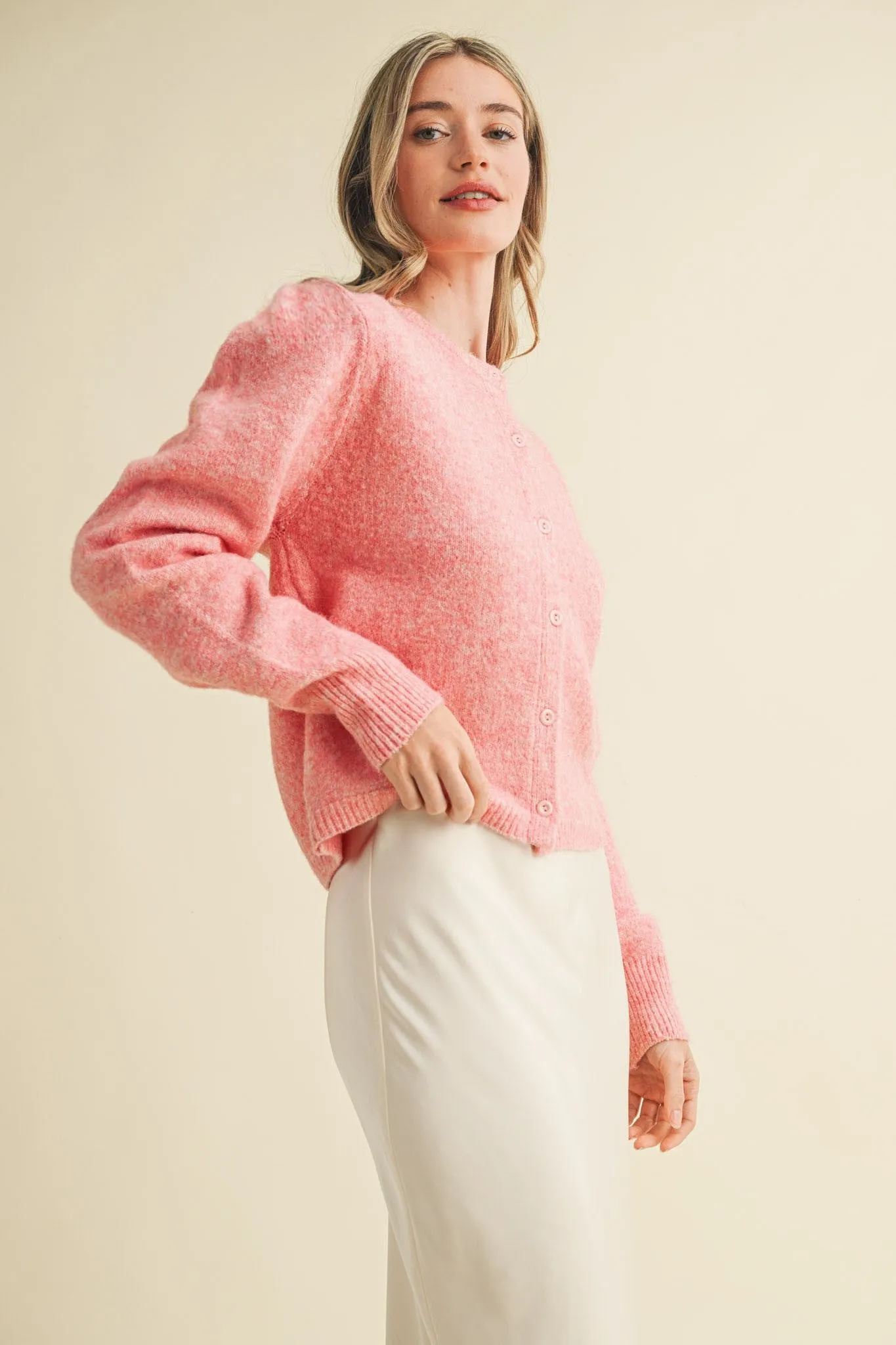 Parker Puff Sleeve Cardigan, Primrose Pink sold by North & Main Clothing Company product image thumbnail 5