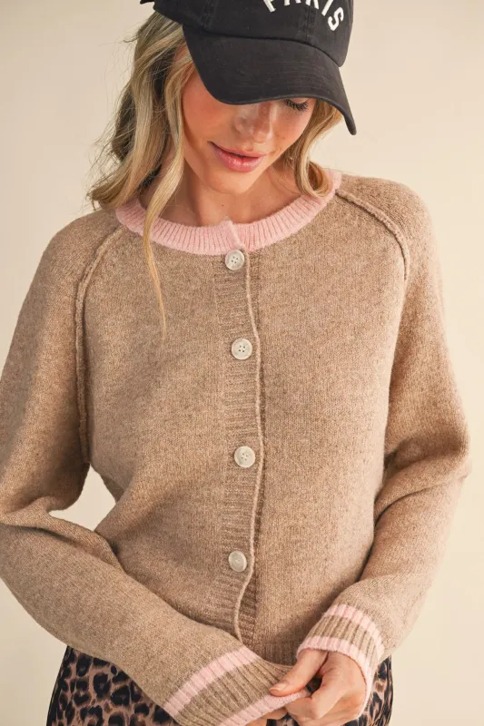 Amelia Sweater Cardigan, Beige Pink made by Le Lis