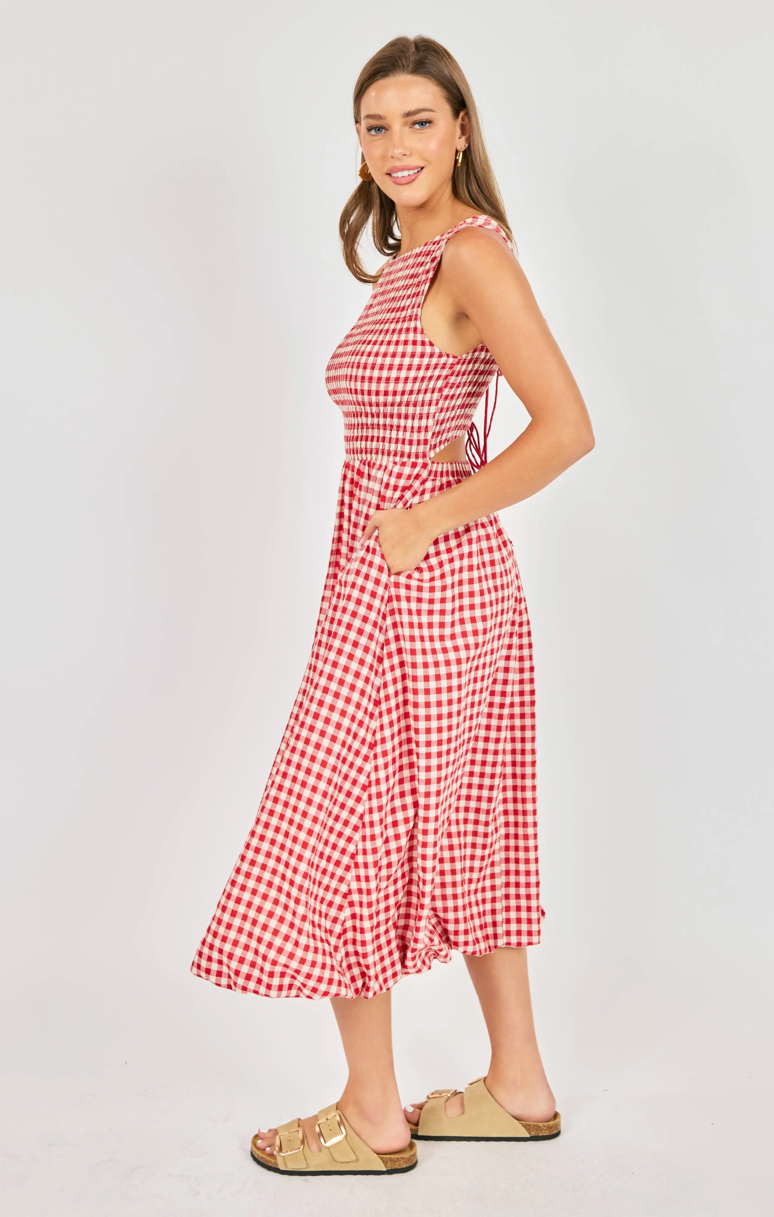 Apple Butter Midi Dress, Red Ivory | Sadie & Sage sold by North & Main Clothing Company product image thumbnail 2