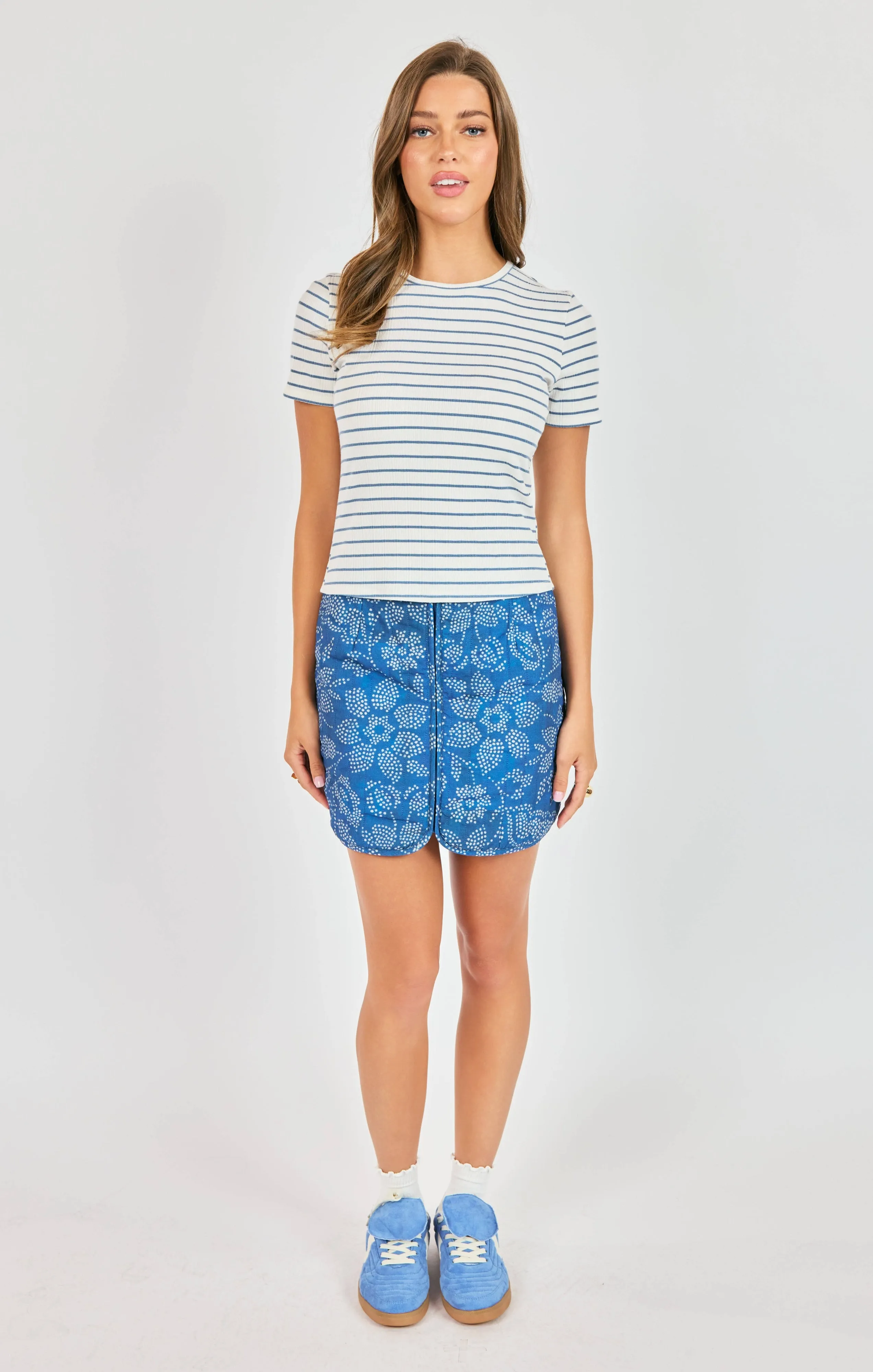 Memento Stripe Tee, Ivory Blue | Sadie & Sage sold by North & Main Clothing Company product image thumbnail 5