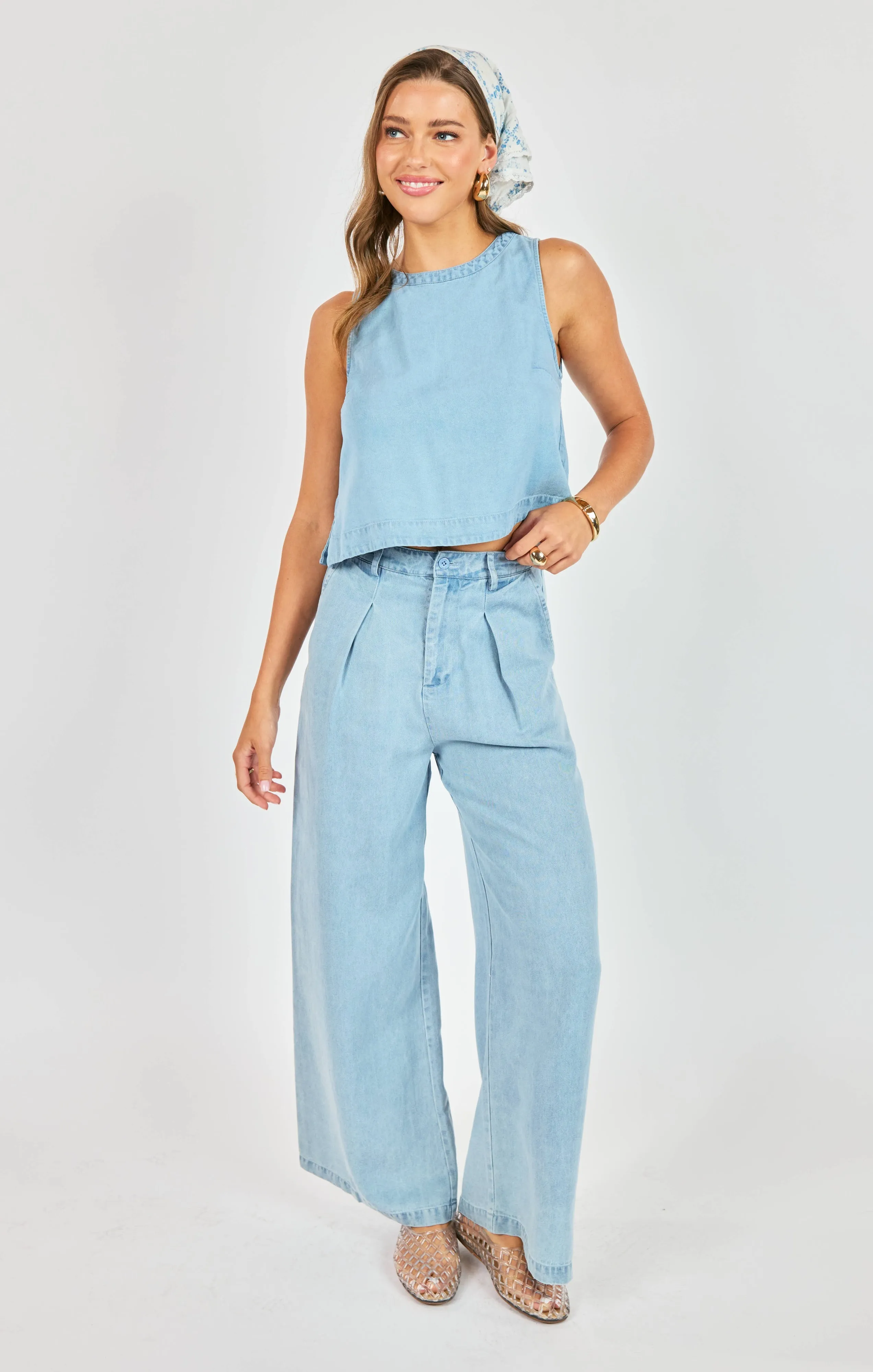 It's Pouring Pants, Light Chambray | Sadie & Sage sold by North & Main Clothing Company product image thumbnail 2