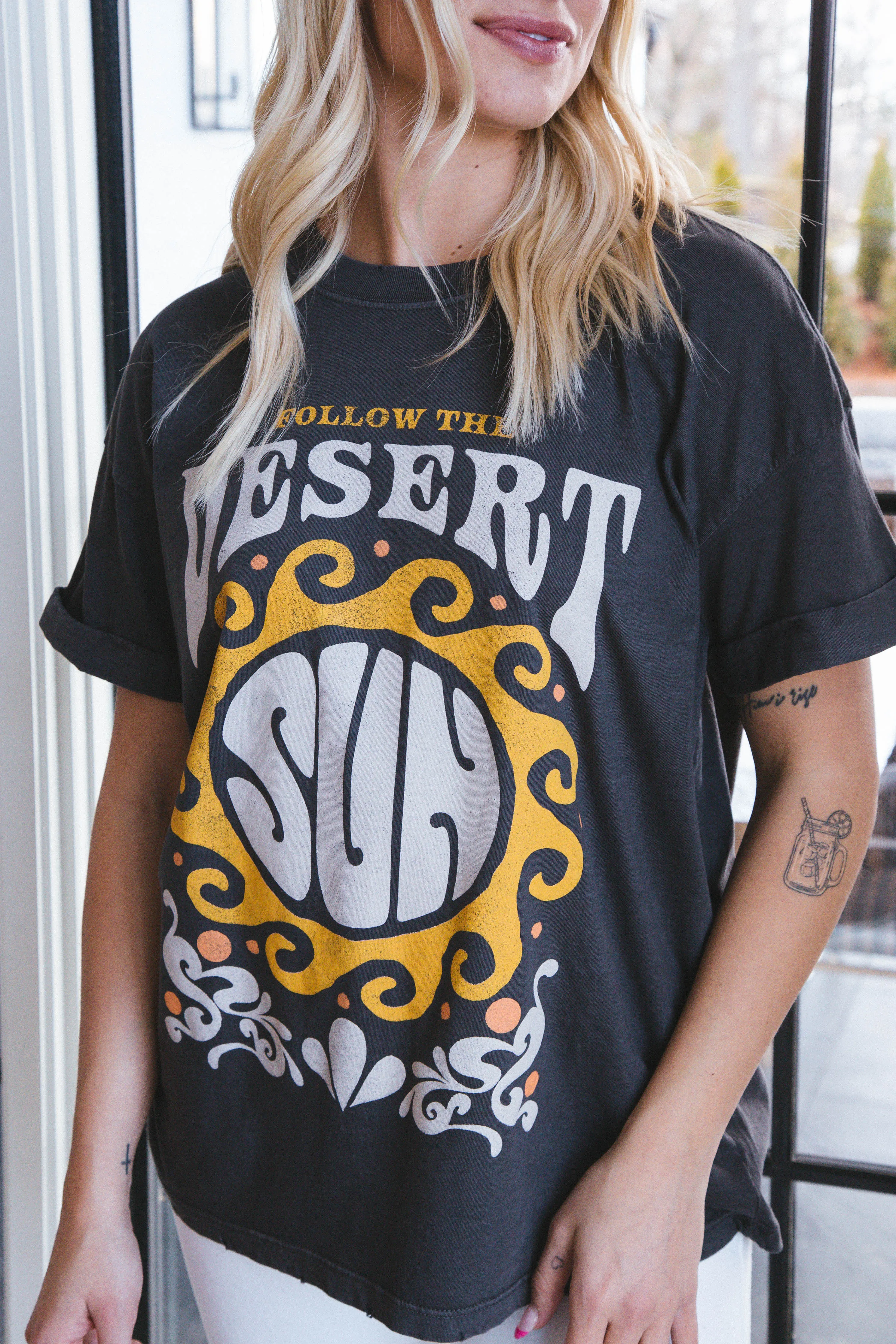 Follow the Desert Sun Graphic Tee, Vintage Black | Girl Dangerous sold by North & Main Clothing Company product image thumbnail 4