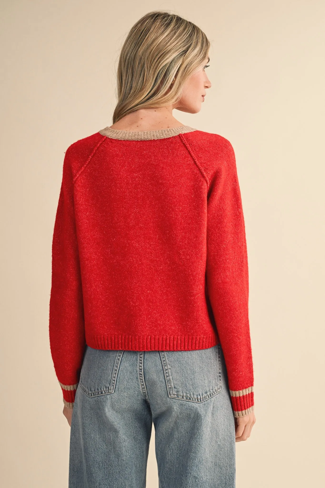 Amelia Sweater Cardigan, Red Beige sold by North & Main Clothing Company product image thumbnail 4