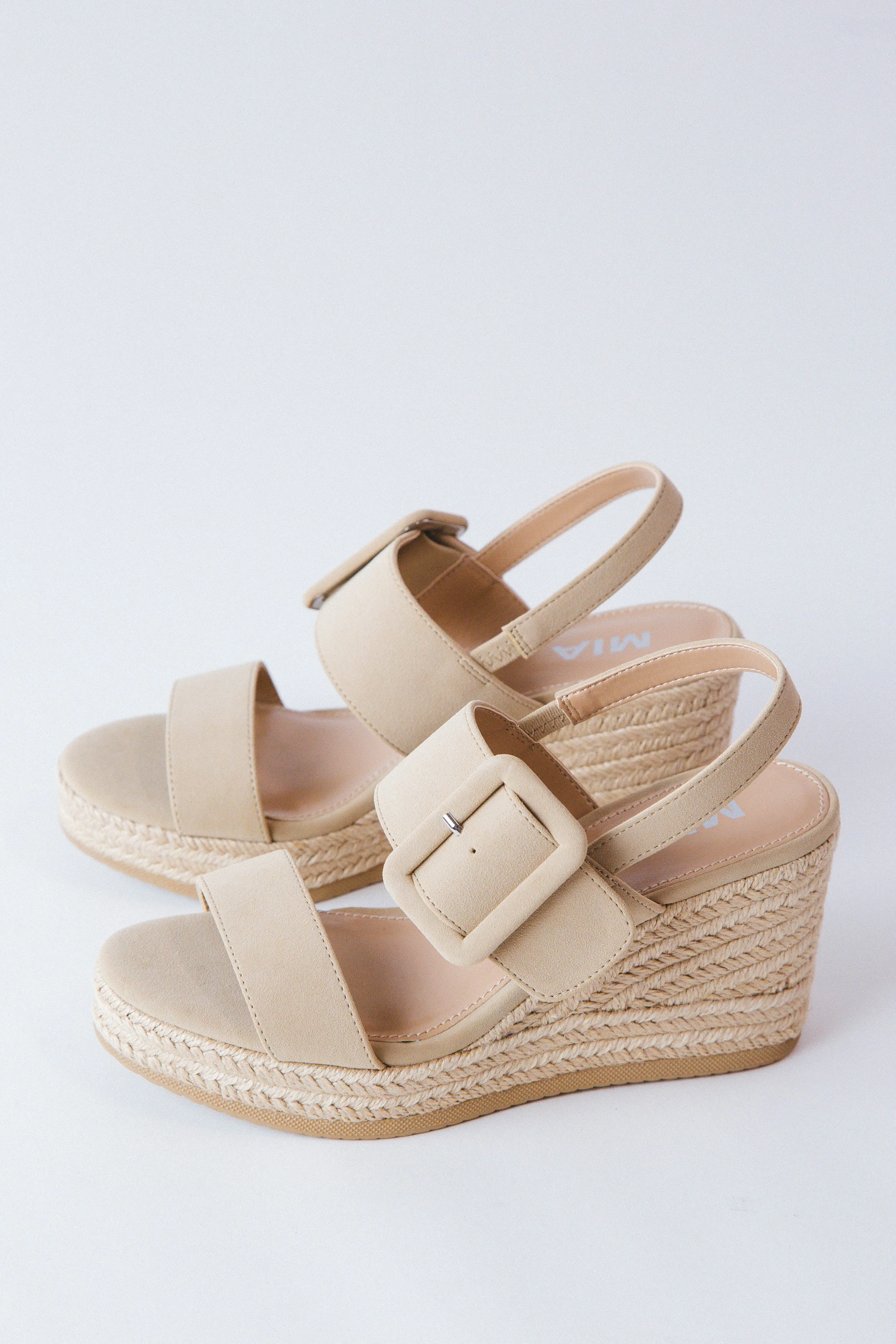 Brooke Raffia Wedge Sandal, Sand sold by North & Main Clothing Company