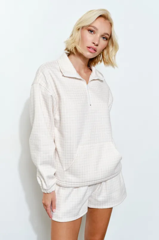 Elle Gingham Pullover, Beige made by Pretty Garbage