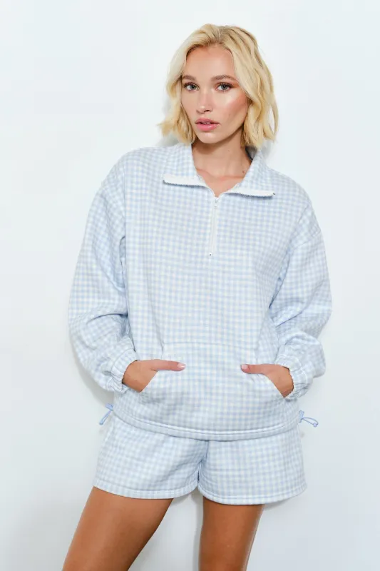 Elle Gingham Shorts, Light Blue sold by North & Main Clothing Company