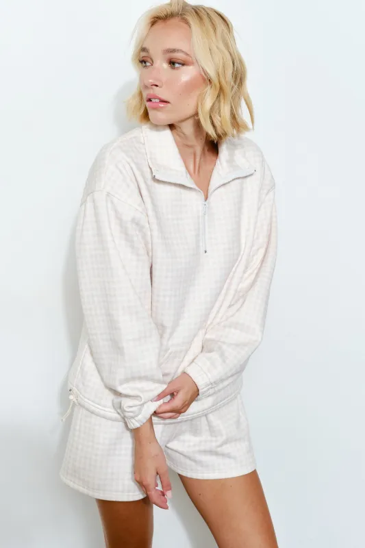 Elle Gingham Shorts, Beige sold by North & Main Clothing Company