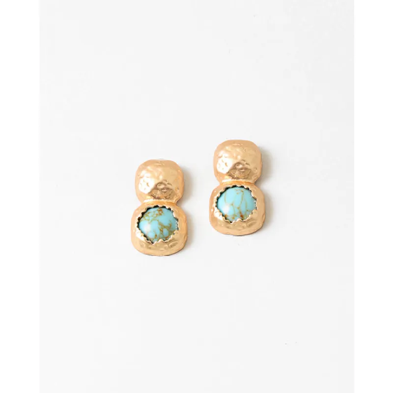 Gold & Turquoise Earrings sold by North & Main Clothing Company