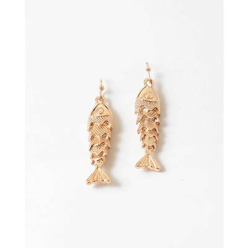 Fish Earrings, Gold sold by North & Main Clothing Company
