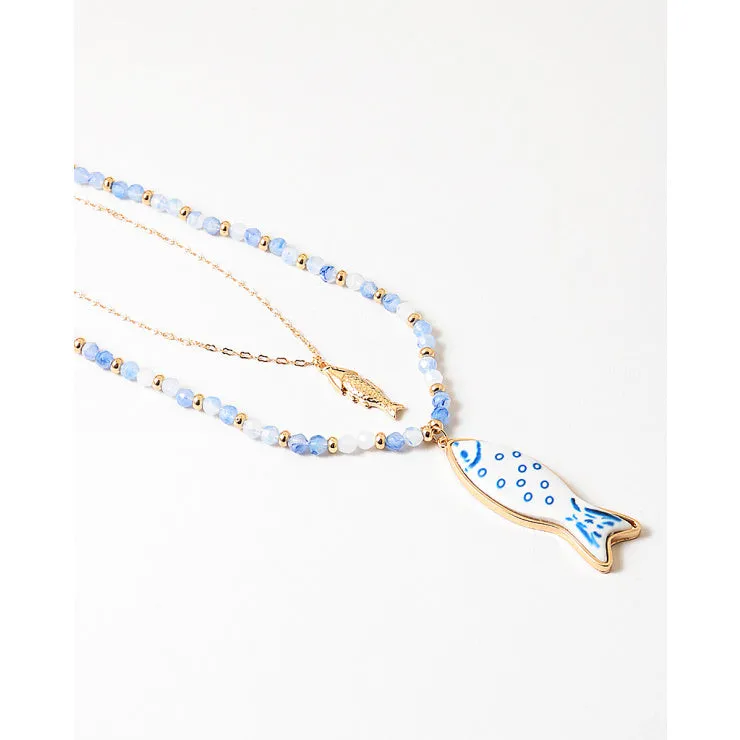 Sea Life Beaded Necklace, Blue sold by North & Main Clothing Company product image thumbnail 2