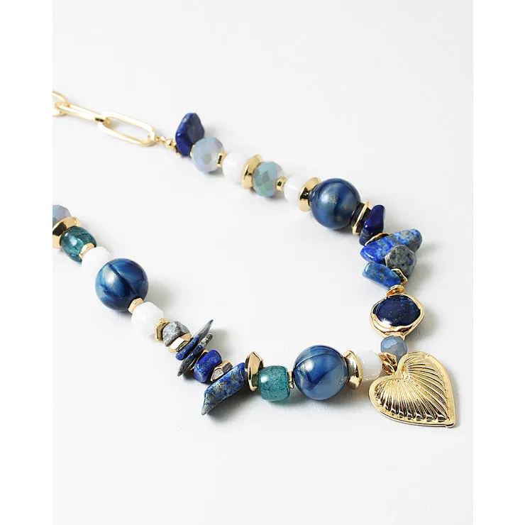 Chunky Beaded Necklace, Navy/Gold sold by North & Main Clothing Company product image thumbnail 2