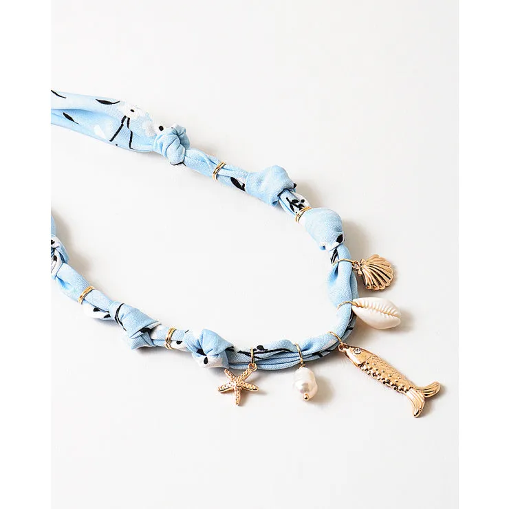 Scarf W/ Sea Life Charms Necklace, Light Blue sold by North & Main Clothing Company product image thumbnail 2