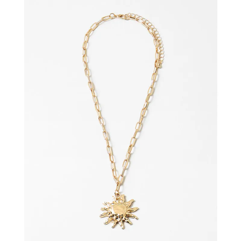 Sun Pendant Chain Necklace, Gold sold by North & Main Clothing Company