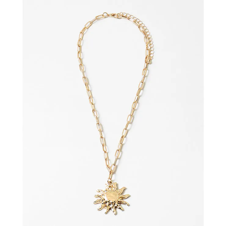 Sun Pendant Chain Necklace, Gold sold by North & Main Clothing Company