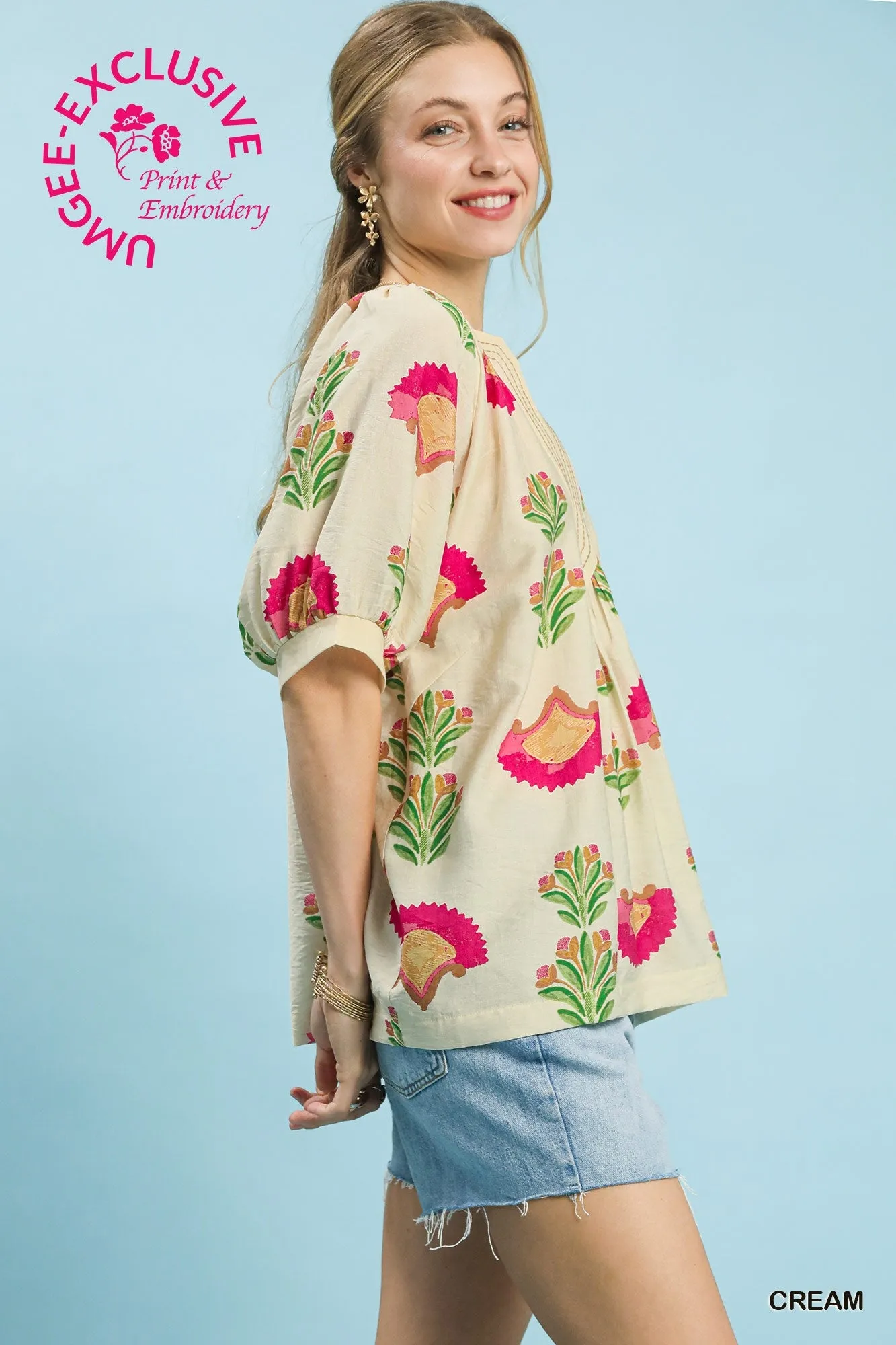 Alma Floral Top, Cream | Plus Size sold by North & Main Clothing Company product image thumbnail 3