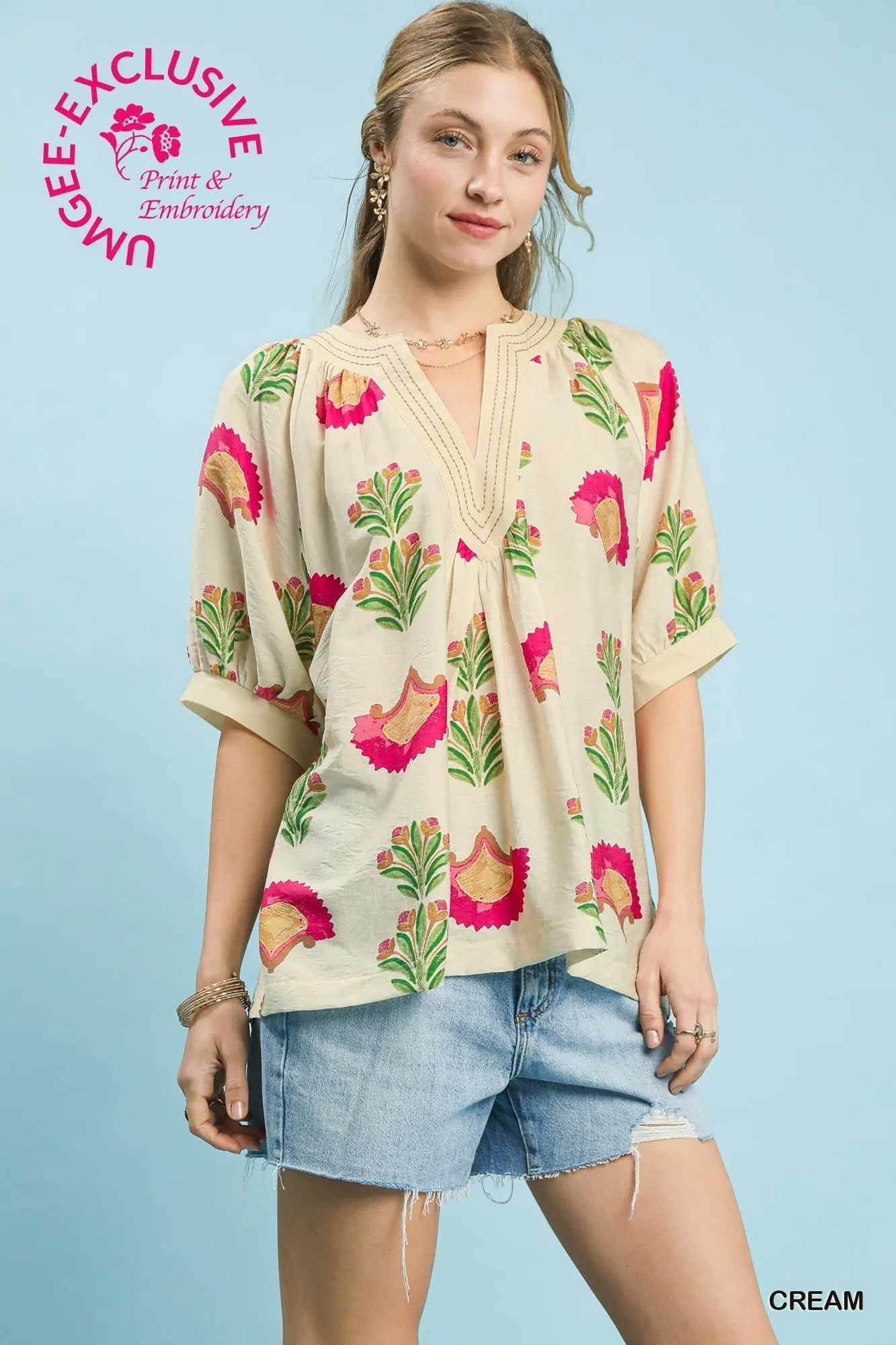 Alma Floral Top, Cream | Plus Size sold by North & Main Clothing Company