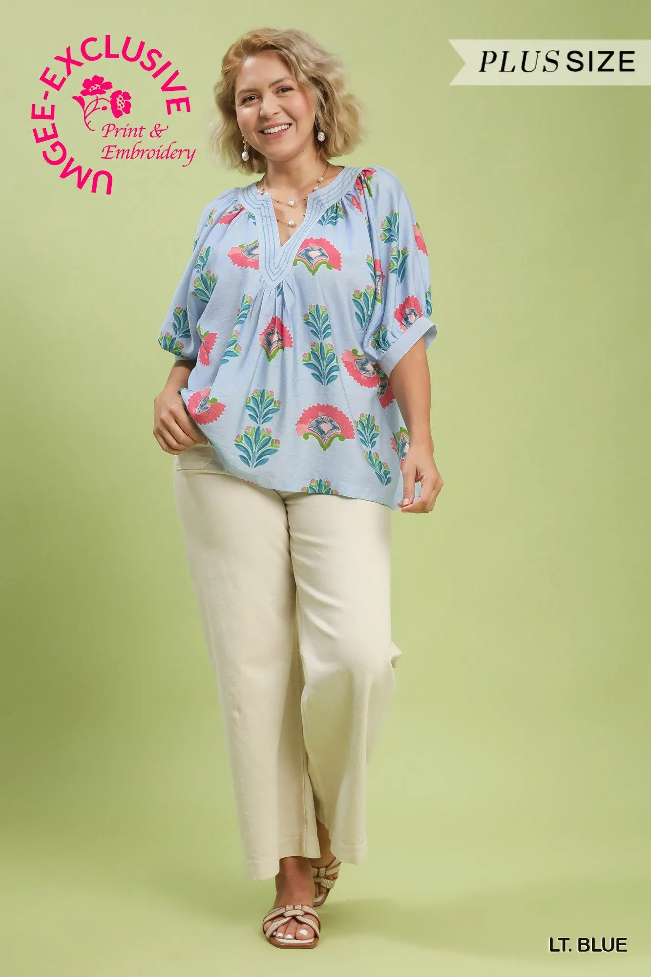 Alma Floral Top, Light Blue | Plus Size sold by North & Main Clothing Company product image thumbnail 3