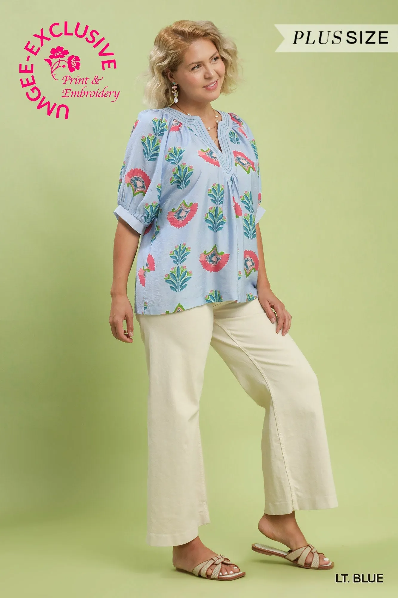 Alma Floral Top, Light Blue | Plus Size sold by North & Main Clothing Company product image thumbnail 4