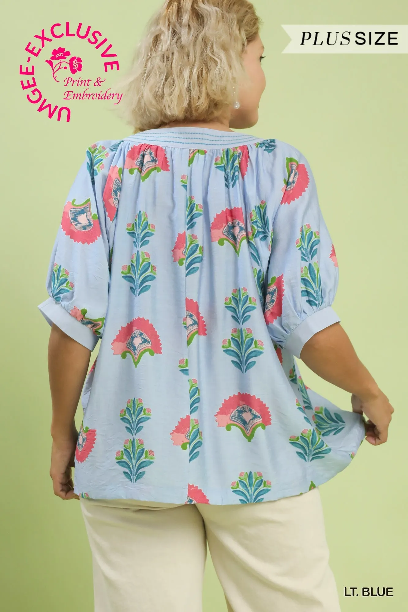 Alma Floral Top, Light Blue | Plus Size sold by North & Main Clothing Company product image thumbnail 5