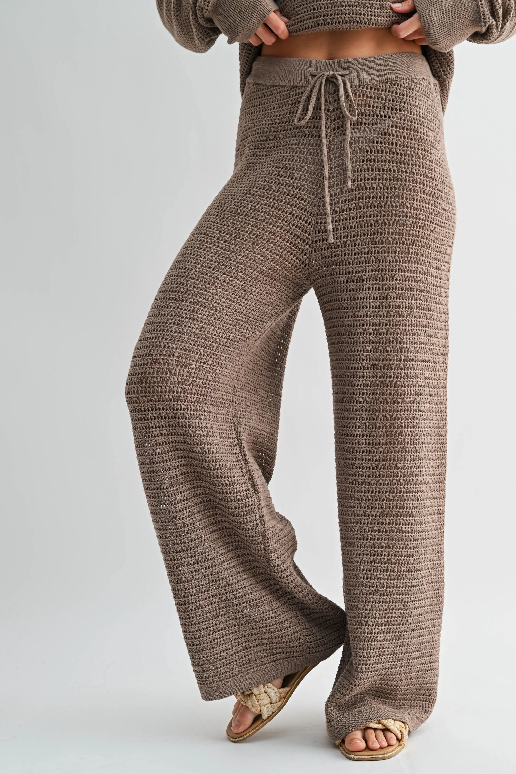 Quinn Crochet Wide Leg Pants, Silken Taupe sold by North & Main Clothing Company product image thumbnail 2