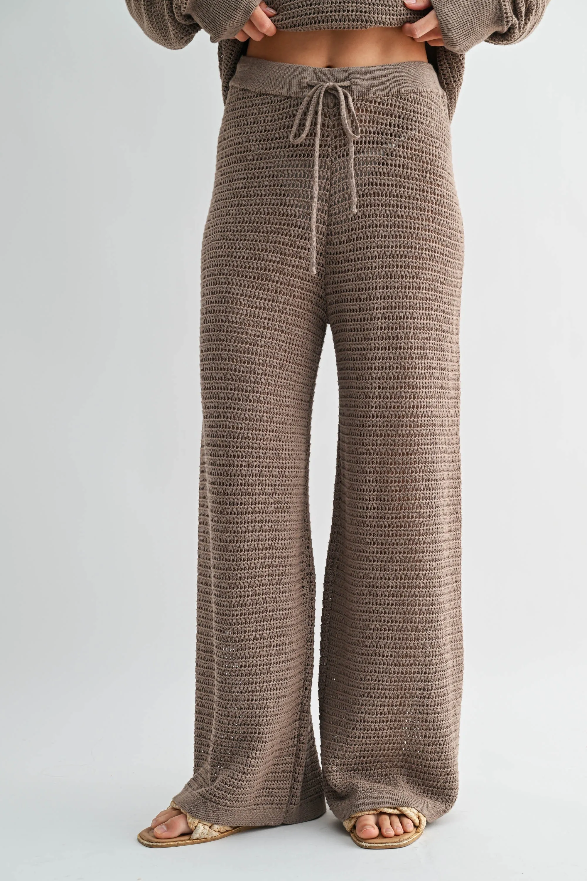Quinn Crochet Wide Leg Pants, Silken Taupe sold by North & Main Clothing Company product image thumbnail 4