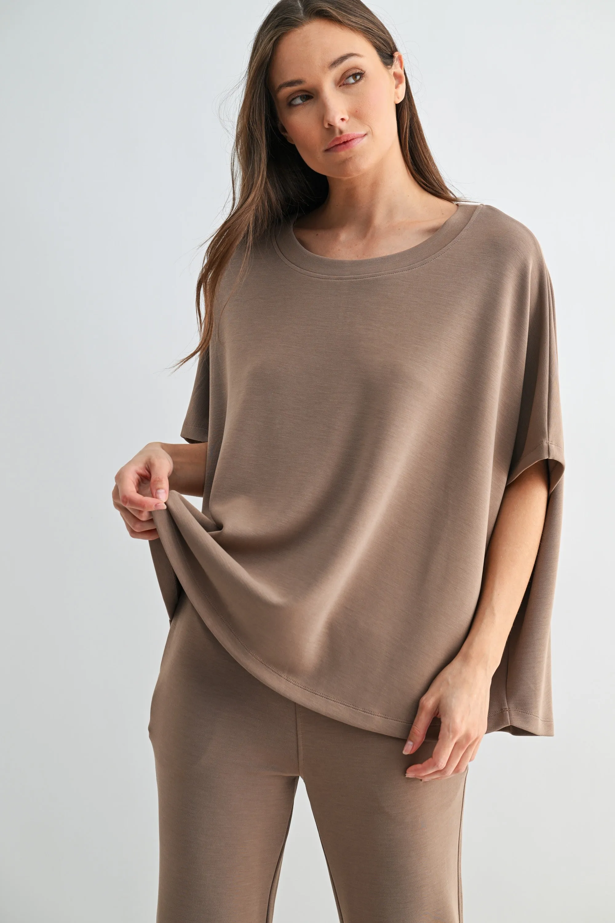 Janie Boatneck Top, Silken Taupe sold by North & Main Clothing Company