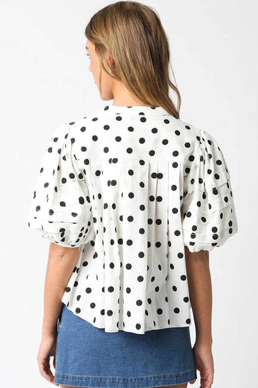 Nova Polka Dot Puff Sleeve Shirt, White Black sold by North & Main Clothing Company product image thumbnail 4