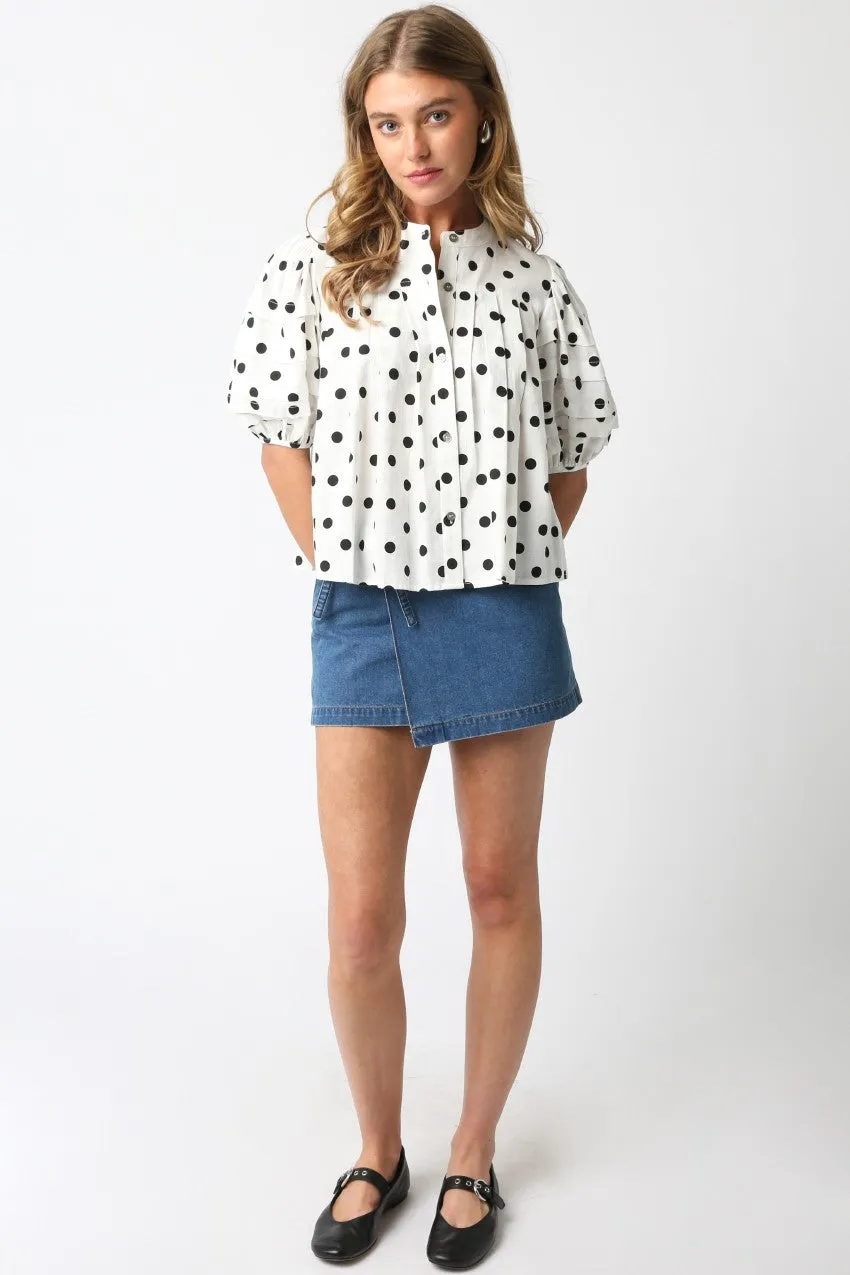 Nova Polka Dot Puff Sleeve Shirt, White Black sold by North & Main Clothing Company product image thumbnail 5
