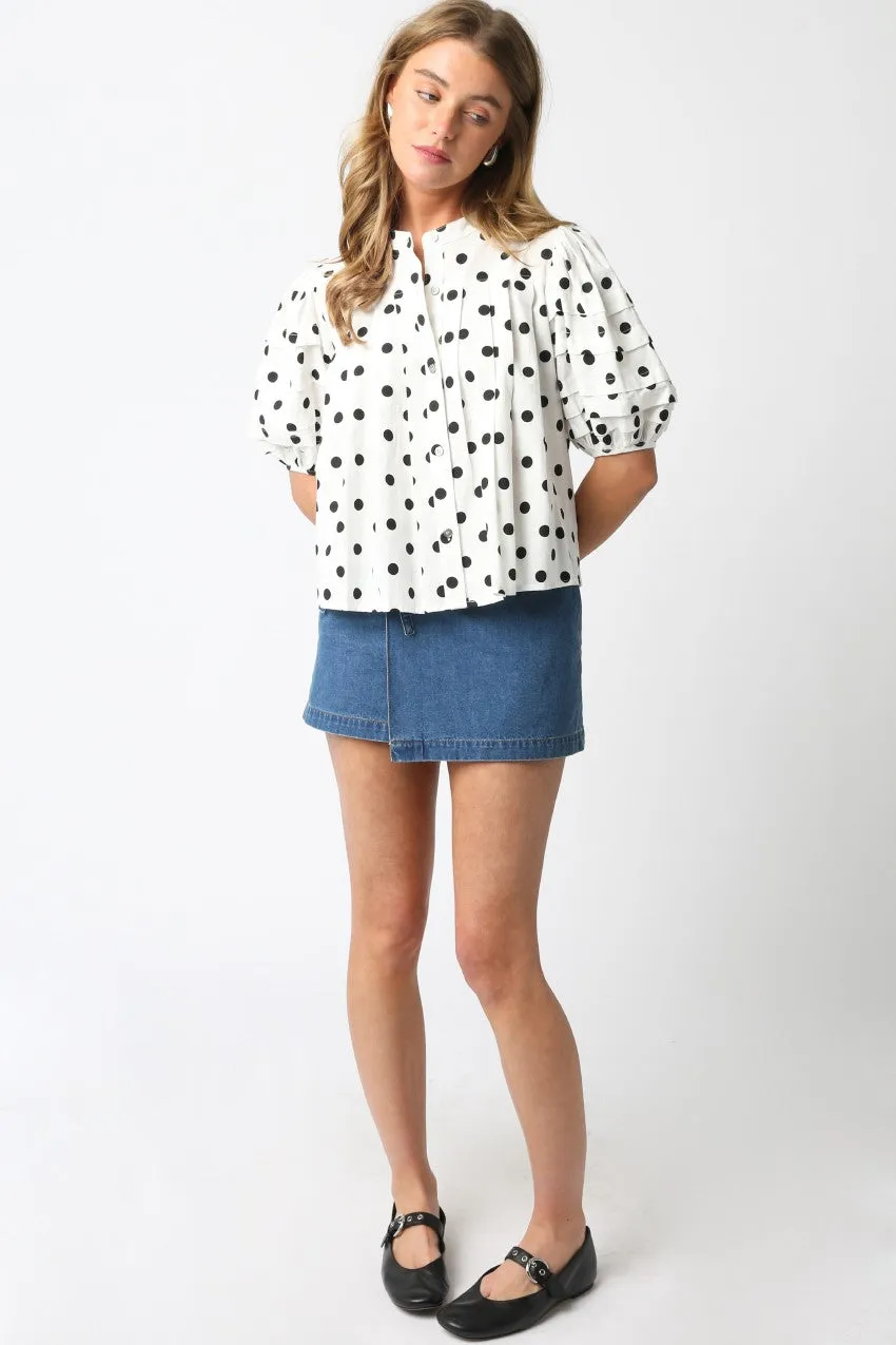 Nova Polka Dot Puff Sleeve Shirt, White Black sold by North & Main Clothing Company product image thumbnail 3