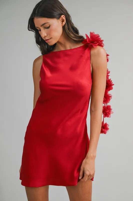 Ruby One Shoulder Mini Dress, Red sold by North & Main Clothing Company