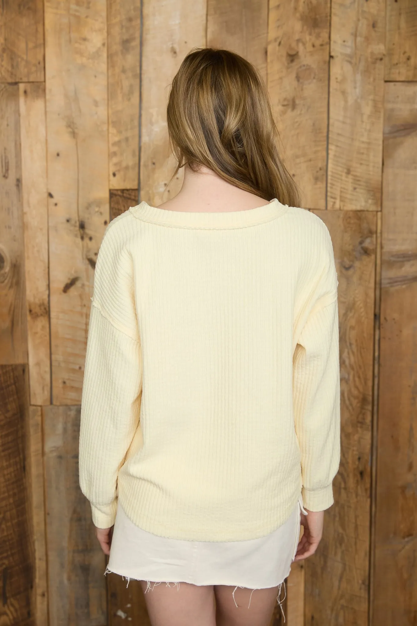 Rowan Ribbed Henley Long Sleeve Top, Butter Yellow sold by North & Main Clothing Company product image thumbnail 4