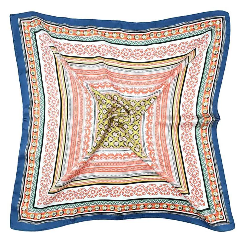 Boho Geometric Square Silky Satin Bandana Scarf, Navy sold by North & Main Clothing Company