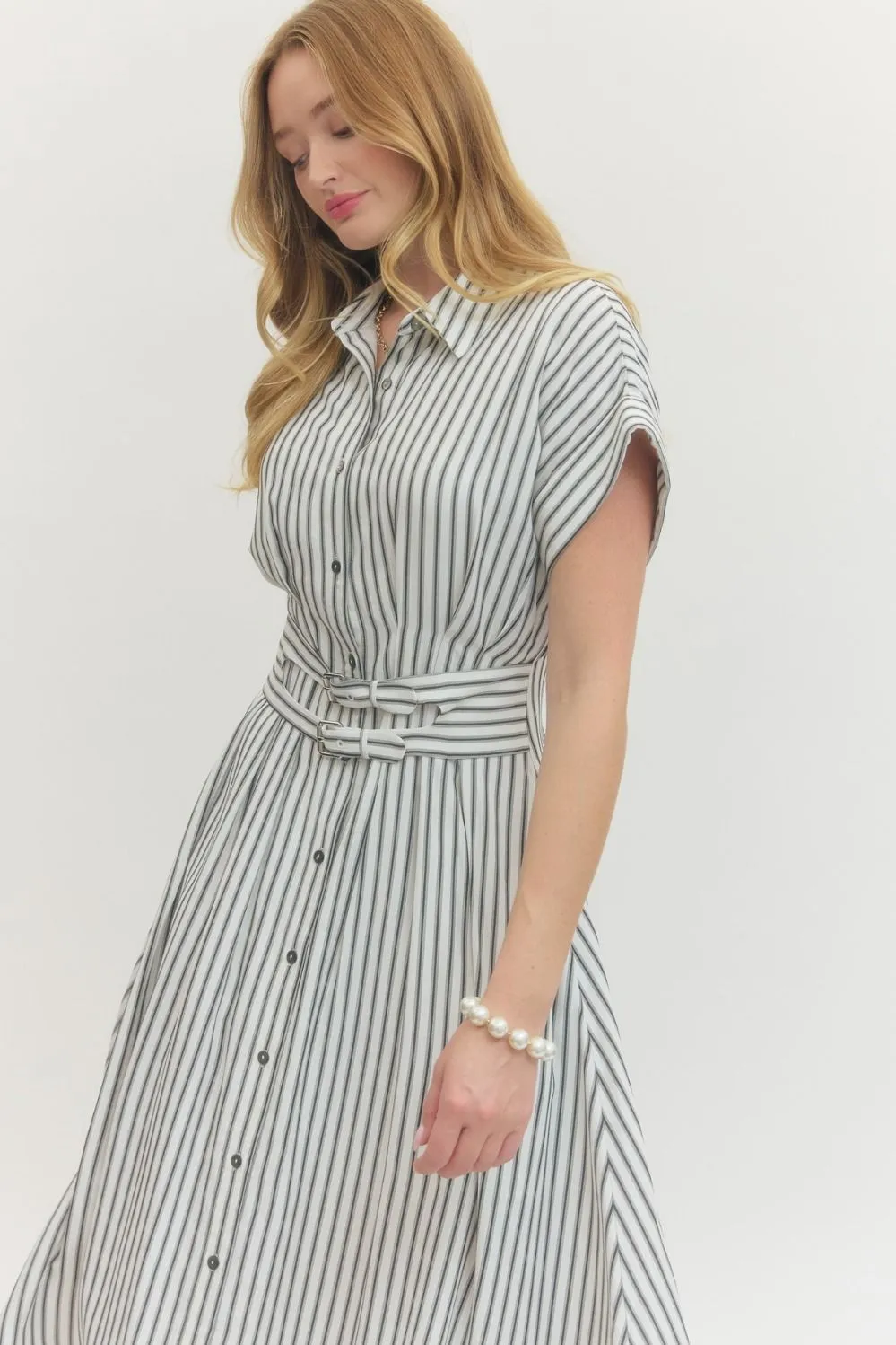Molly Striped Midi Dress, Off White sold by North & Main Clothing Company product image thumbnail 2