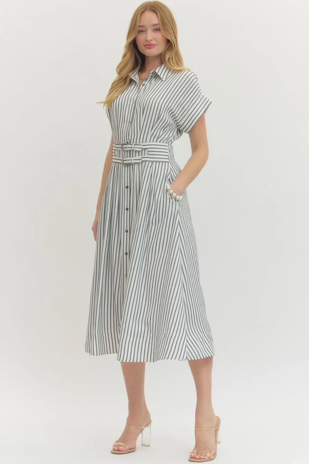 Molly Striped Midi Dress, Off White sold by North & Main Clothing Company product image thumbnail 3
