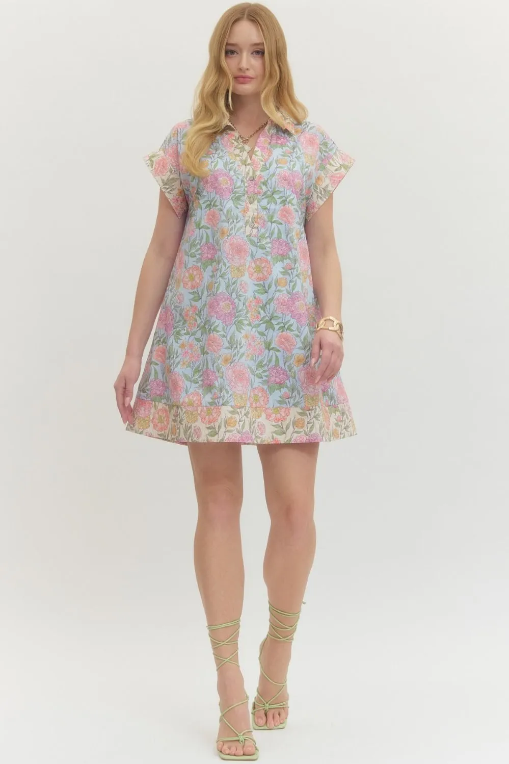 Chloe Printed Dress, Light Blue sold by North & Main Clothing Company