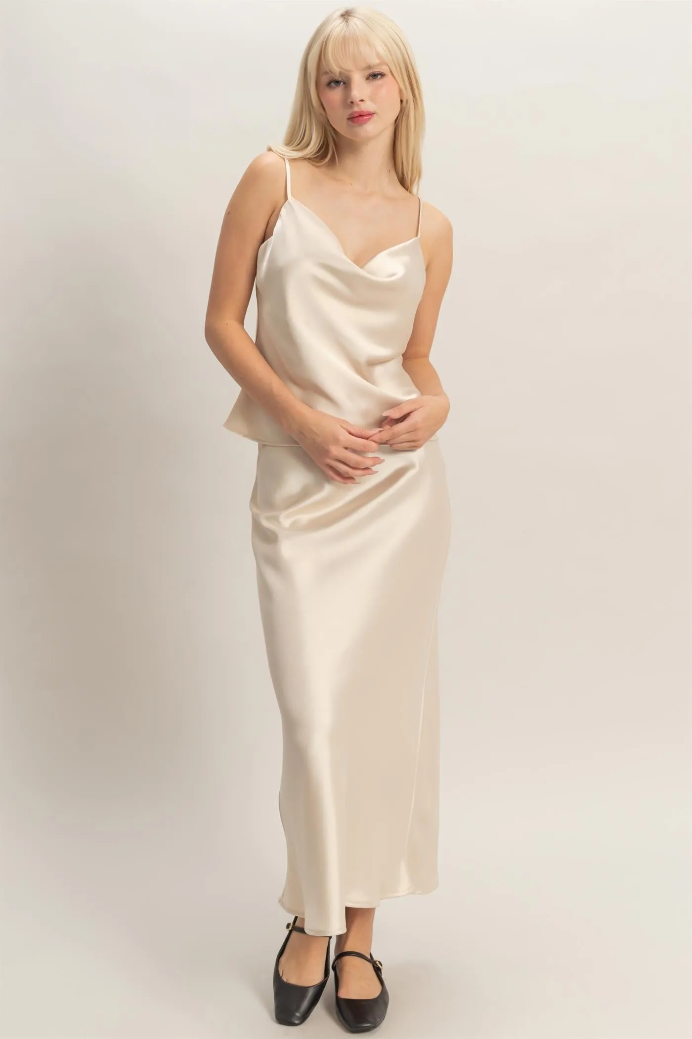 Sophie Satin Midi Skirt, Alpaca sold by North & Main Clothing Company product image thumbnail 2