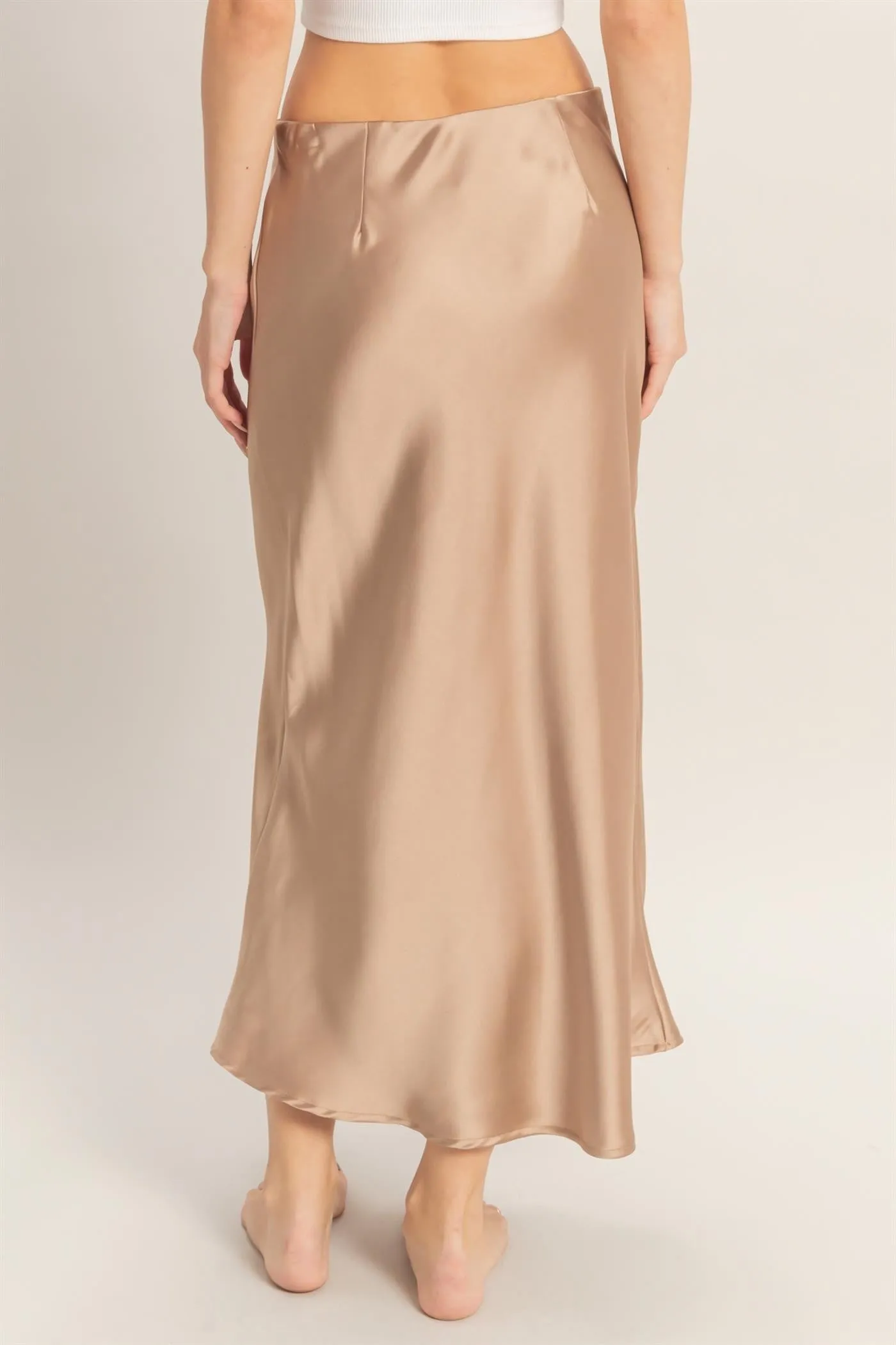 Sophie Satin Midi Skirt, Dark Taupe sold by North & Main Clothing Company product image thumbnail 4