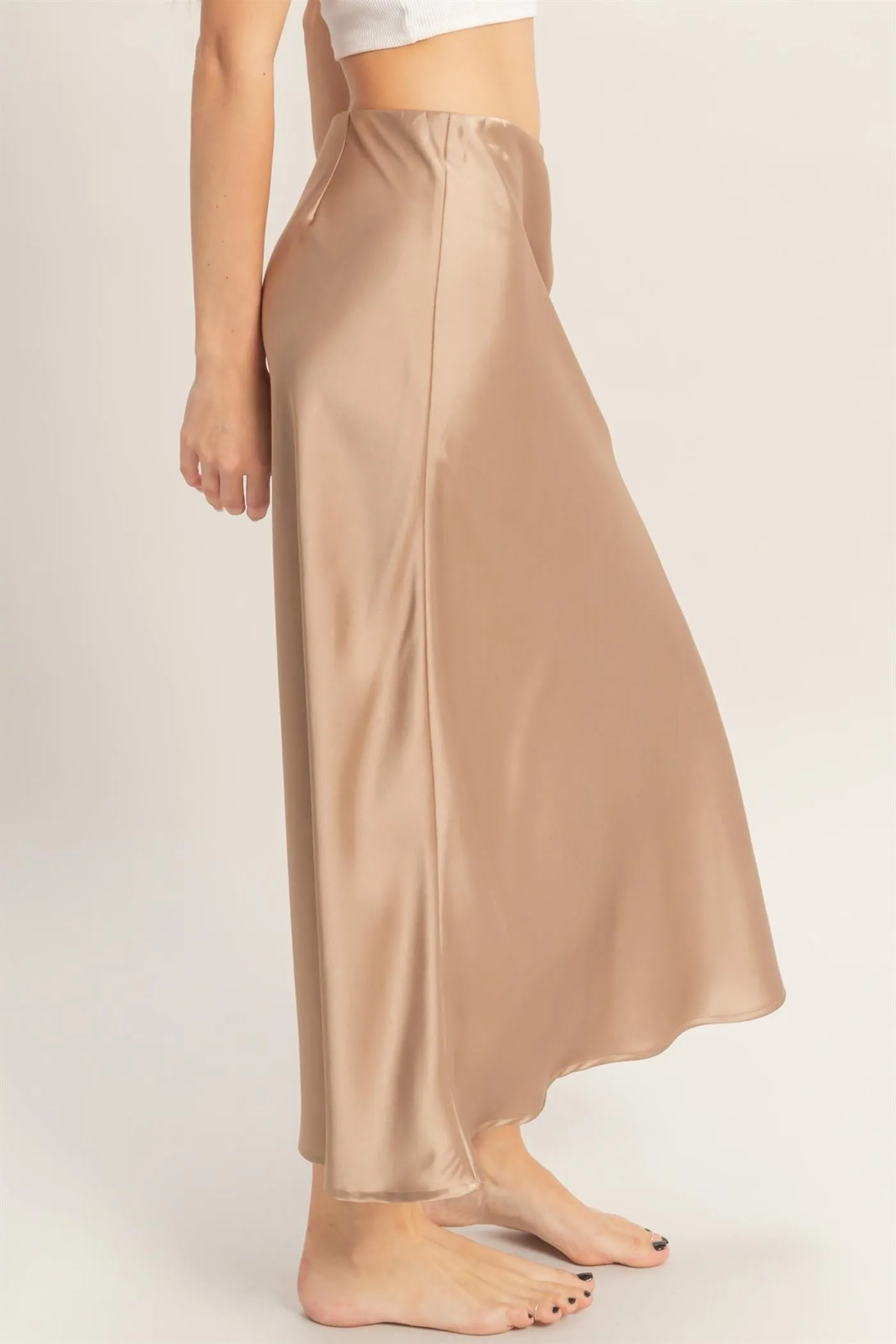 Sophie Satin Midi Skirt, Dark Taupe sold by North & Main Clothing Company product image thumbnail 5